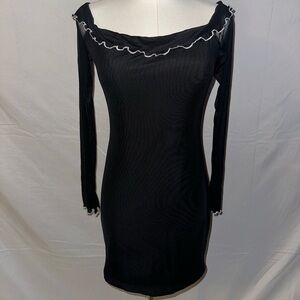 Princess Polly Black Long Sleeve Dress with Ruffle Trim